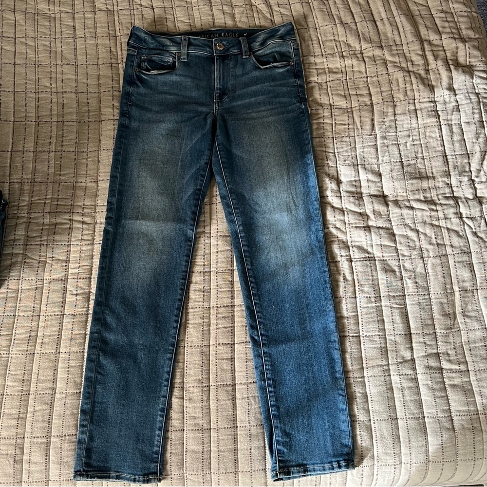 American Eagle next level stretch jeans.